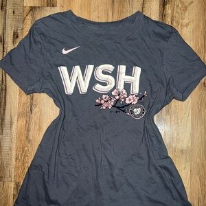 Nike Women's Charcoal Tee with Pink Floral Graphic